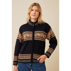 SKYR x Vintage Fair Isle Cabin Cottage Full Zip Sweater Jacket